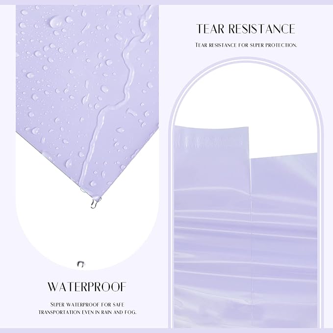 Metronic Large Poly Mailers 14.5x19 50PC, Waterproof Shipping Bags for Clothing, Tear-resistant Mailers Poly Bags for Small Business Suppliers, Strong Ahensive Self Seal Mailing Bags in Lilac Purple