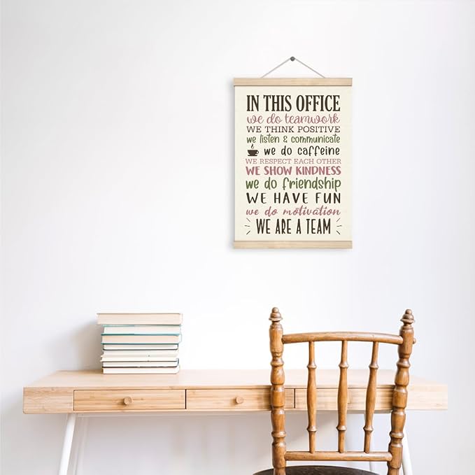 Office Quote Sayings Wooden Poster Hanger, We Are A Team Office Signs Decor, Human Resources Office Decor For Wall, Motivational Wall Hanging, In This Office Wall Decor, Gift For Boss, Office Rules