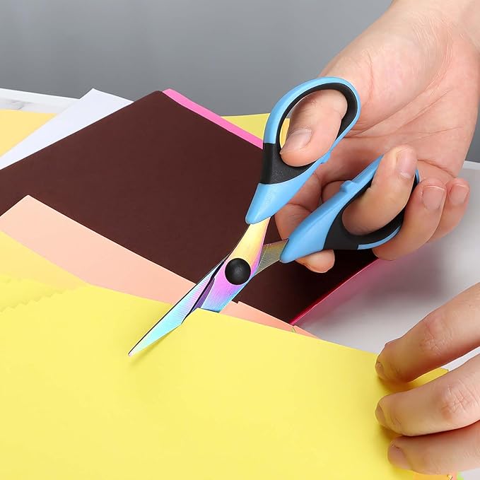 Scissors All Purpose, Sharp Titanium Blades Shears, Rubber Comfort Grip Handle, Multipurpose scissors 3 pack, Great for Office, Fabric, Craft, Sewing, Arts, School and Home Supplies, Black&Blue