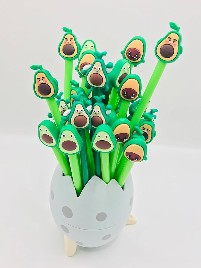 Cute Avocado 40 Pcs Gel Ink Pens - 0.5 mm Black Ink, Fun & Kawaii, Novelty Office & School Supplies