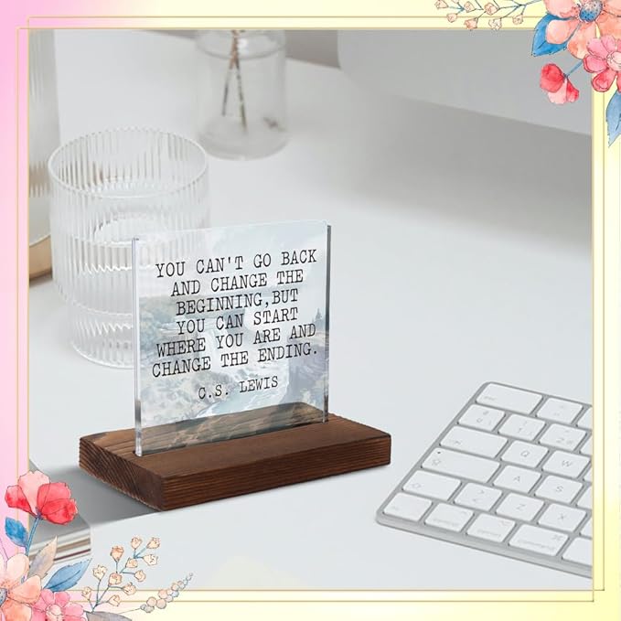 Mental Health Gifts for Men, Encouragement Gifts for Men, Positive Affirmation Gift for Man, Sobriety Gift for Man, Modern Acrylic Desk Plaque with Inspirational Quotes, 10 x 10 x 1.5 cm,XXD28