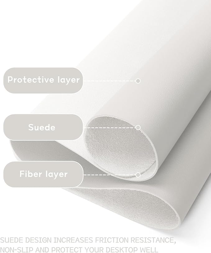 YSAGi Non-Slip Leather Desk Pad L Size, Waterproof Laptop Computer Desk Keyboard Mat, Table Protector Blotter Mat, Large Mouse Pad for Office/Work/Home/Decor(Apricot Gray, 35.4" x 17")