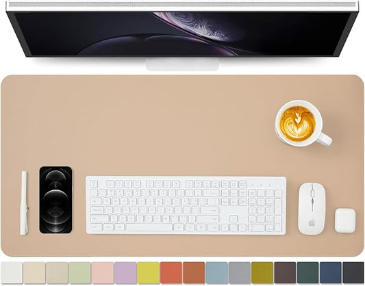 Leather Desk Mat - Non-Slip PU Desk Pad for Office and Home - Desk Organization and Accessories - Ideal for Large Mouse Pad and Desk Mats on Top of Desks (Apricot,31.5"x 15.7")