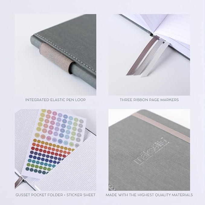 MäksēLife 90-Day Quarterly Planner - Entrepreneur Goal Setting & Project Management, Undated 3-Month Productivity Planner for Small Business Owners, Gray