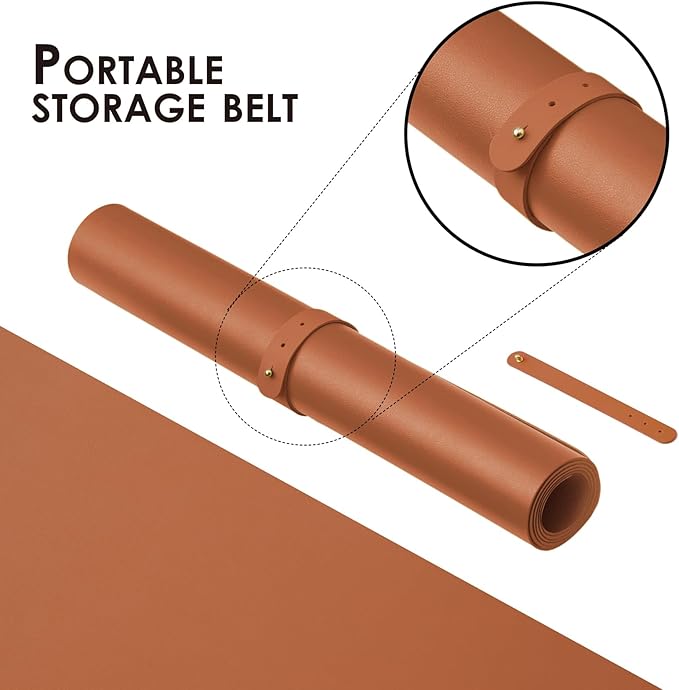 Leather Desk Mat - Non-Slip PU Desk Pad for Office and Home - Desk Organization and Accessories - Ideal for Large Mouse Pad and Desk Mats on Top of Desks (Brown,27.6"x 13.8")
