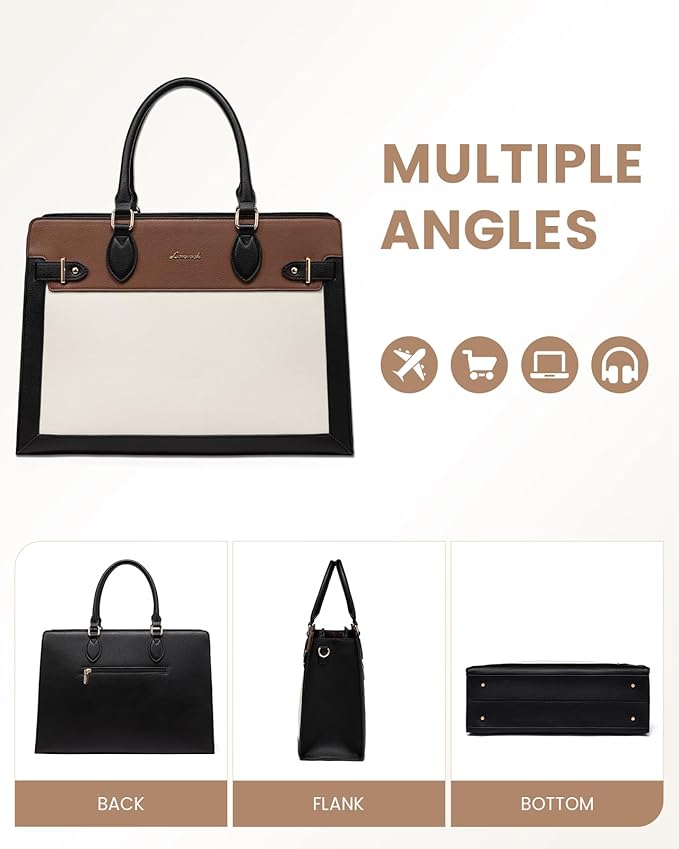 LOVEVOOK Laptop Bag for Women 15.6 Inch Work Tote, Business Computer Briefcase, Waterproof PU Leather Tote Bag for Teacher, Office Shoulder Tote Purse