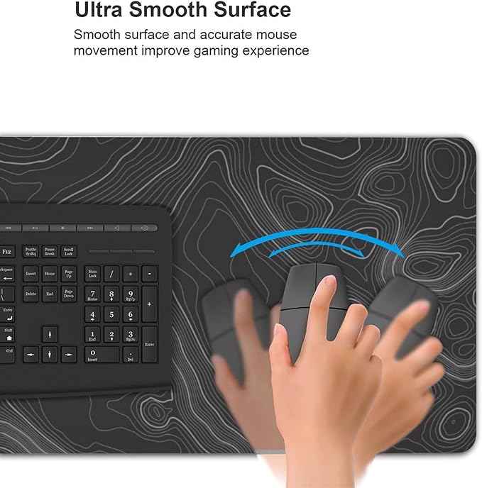 Large Gaming Mouse Pad Topographic Map Lines Contour Geographic PC Computer Keyboard XXL Mouse Mat Desk Pad Non-Slip Desk Mat for Home Office Gaming Work, 35.5 X 16 in