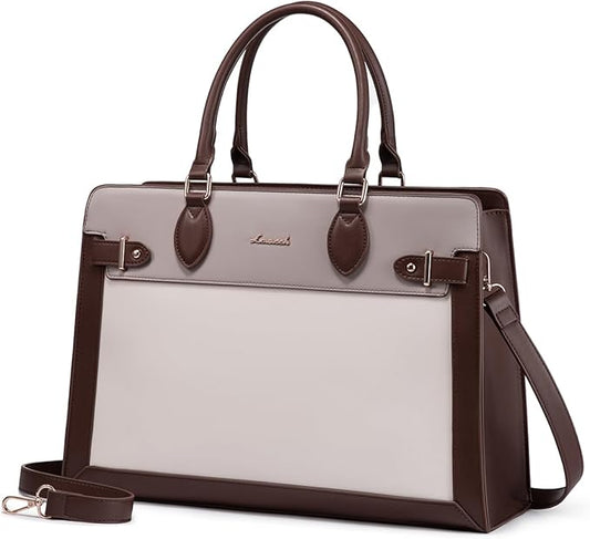 LOVEVOOK Laptop Bag for Women, 15.6 Inch Large PU Leather Tote Bag, Professional Teacher Work Bag, Waterproof Business Computer Briefcase, Shoulder Tote Purse for Office