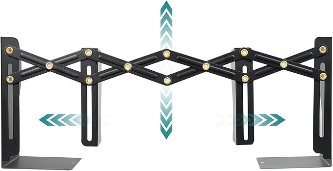 Olebes Adjustable Book Ends, Metal Non Skid Expandable Bookcase Bookend Stand Holder Book Storage Rack, Heavy Duty bookends for Shelf, Office Desk,Stationery (Black)