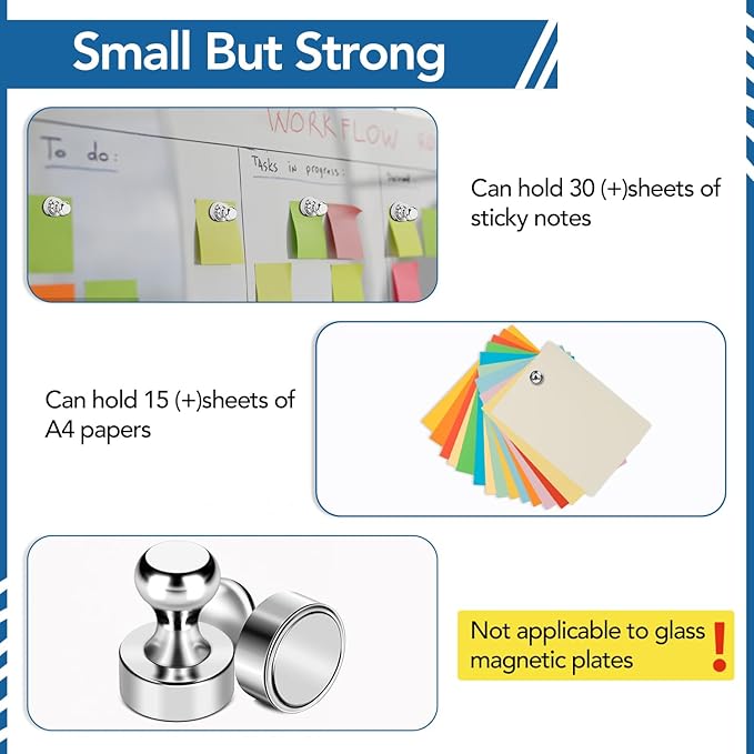 LOVIMAG Fridge Magnets 56 Pcs Refrigerator Whiteboard Small Strong Magnet Classroom Kitchen Accessories Decorative Locker Set Decor Must Haves Office Calendar Refrigerador Magnetic Cute Crafts Silver