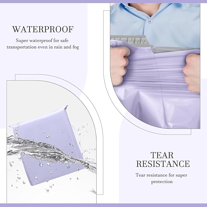 Metronic Large Poly Mailers 24x24 300 Pcs, Strong Adhensive Shipping Bags for Clothing, Waterproof Mailers Bags for Small Business, Shipping Envelopes, Tear-resistant Mailing Bags Bulk in Lilac Purple