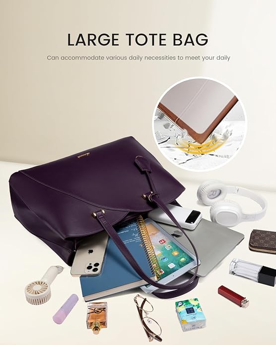 LOVEVOOK Laptop Tote Bag for Women, Work Bags Teacher Tote Bag, Leather Computer Bag Purses Handbag Professional Briefcase