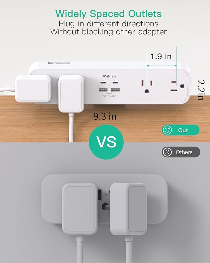 PD40W Desk Clamp Power Strip, Desktop Mount Surge Protector, Fast Charging Station, 5Ft Extension Cord Desk Edge Mount Shelf with 4 Outlets 4 USB Ports (2 USB C), Home Office Accessories Essentials