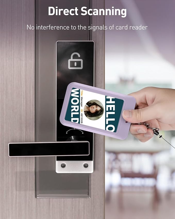 Uniclife 6 Pack Sliding ID Badge Holder Vertical Hard Plastic Case with Clear Window Light-Purple Card Protector for Office School ID Credit Cards Proximity Key Cards Driver’s Licenses and Passes