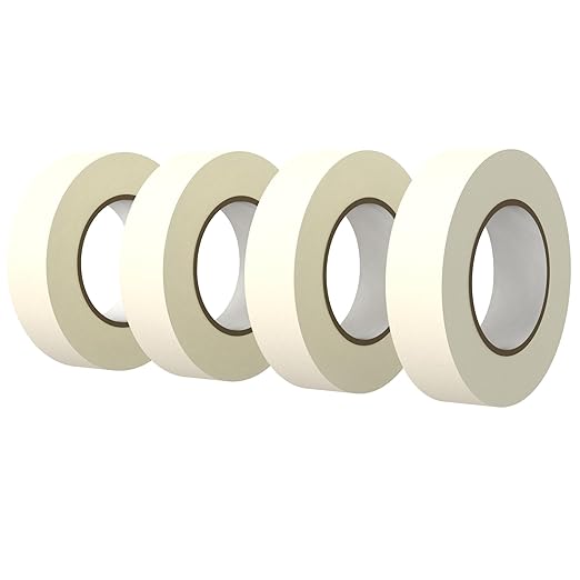 SWRT Masking Tape 0.75 Inch x 55 Yards, Pack of 4 Rolls, Adhesive Painting Tape Bulk for General Purpose Beige White Color, Paper Tape for Painting, Crafting, School Stationery, Arts, Home Use etc