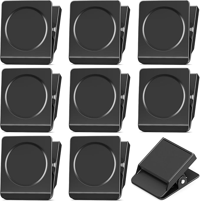 FINDMAG 2.2inch Extra Large Magnetic Clips, Magnet Clip Heavy Duty, Strong Magnet with Clips for Fridge, Whiteboard, Classroom, Kitchen, Home (Black, Pack of 8)