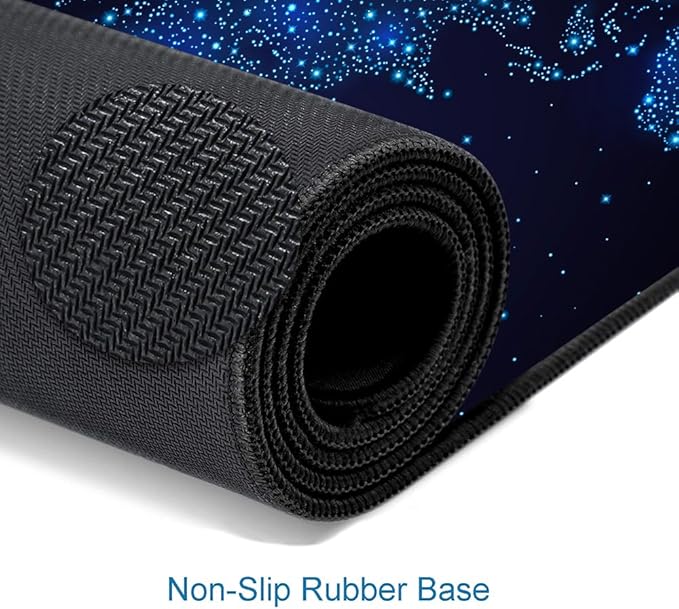 Large Gaming Mouse Pad with Stitched Edges, Desk Pad Extended Keyboard Mat, Non-Slip Rubber Base Mousepads for Laptop, Office, Home, 31.5X11.8 inch Galaxy World Map