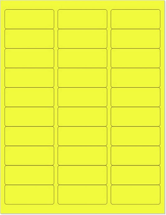 NextDayLabels 8-1/2 x 11" Neon Color High Light Fluorescent Labels for Laser & Inkjet Printer (Yellow Fluorescent, 1" x 2-5/8" - 30 Per Page | 1500 Label)