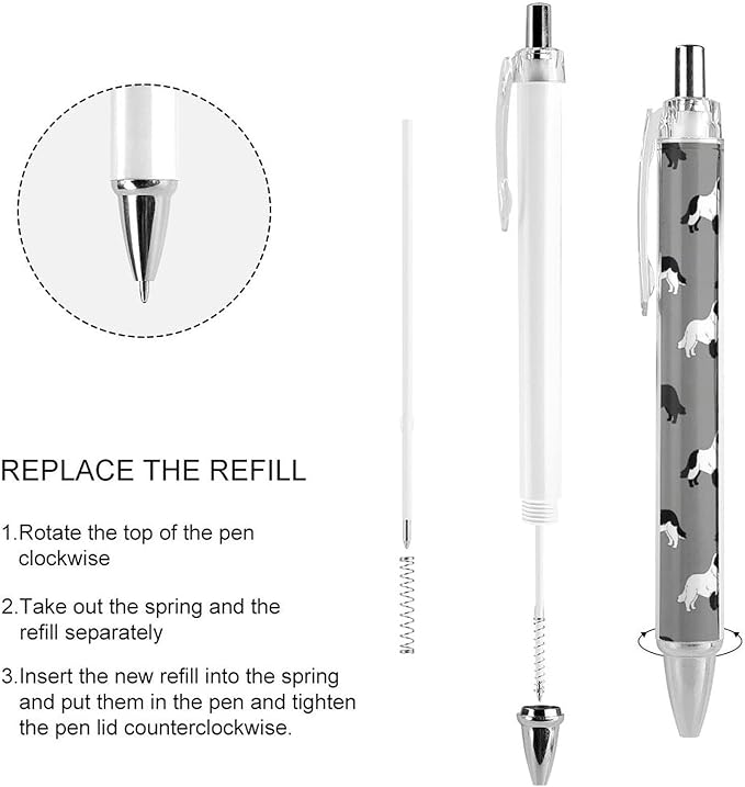 Cute Retractable Pens Pack of 2, 0.5mm Ballpoint Pens with Black Ink, Newfie Dog Ball Point Pen for Smooth Writing Office Supplies