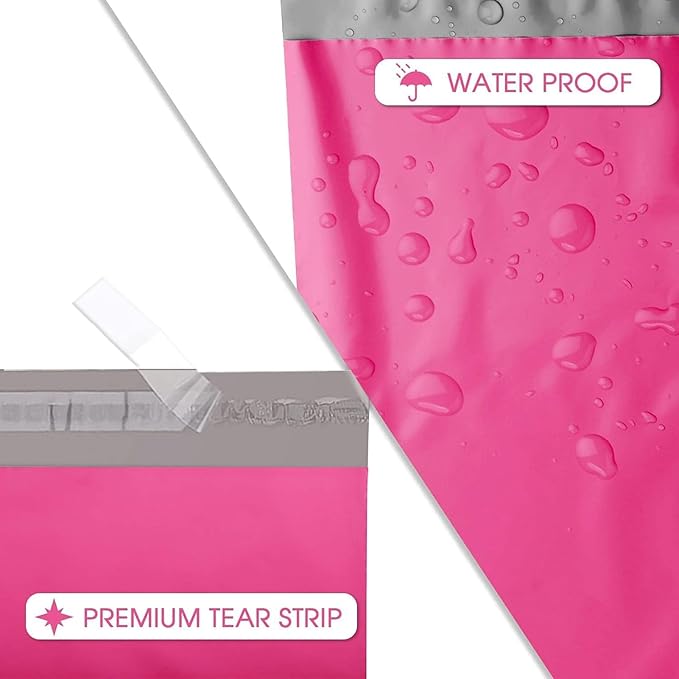 Metronic Poly Mailers 12x15.5 100 Pack Pink, Medium Size Shipping Bags for Clothing, Strong Self-Seal Mailers Poly Bags Shipping Envelopes, Thick Mailing Bags Package Bags for Small Business Shipping