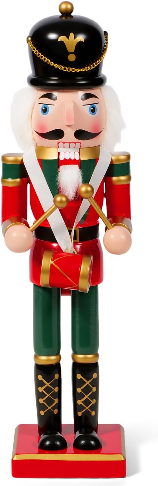 Nutcracker Christmas Decor, 14" Wooden Nutcracker Soldier Christmas Decoration Home Mantle Table Fireplace Christmas Ornaments for Festival Party (14" Black Hat Durm Nutcracker)