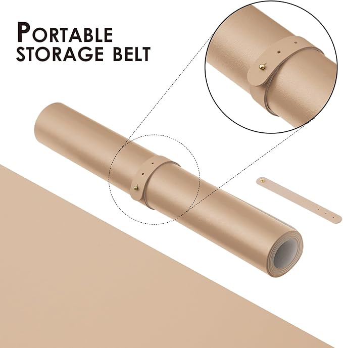 Leather Desk Mat - Small Non-Slip PU Desk Pad for Office and Home - Desk Organization and Accessories - Ideal for Large Mouse Pad and Small Desk Mats on Top of Desks (Apricot,23.6"x 13.8")