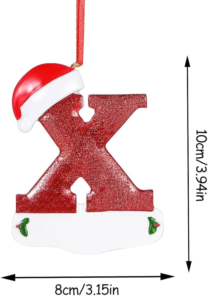 Personalized 26 Letters Ornaments for Christmas Tree 2025, Custom Christmas Ornament with Family Member's Names 3D Resin Xmas Hanging Pendant Original Gifts for Family Friends(X)