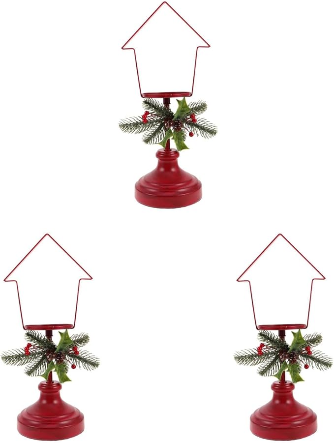 LUOZZY 3 Pcs Iron Christmas Candle Holder Vintage Tabletop Decor Centerpiece for Holiday Party