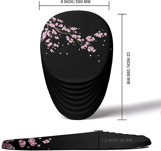 Mouse Pad, Ergonomic Mouse Pad with Wrist Rest Support and Non-Slip PU Base, Cute Mousepad for Pain Relief, Office & Home, Computer, Japanese Plum Blossoms