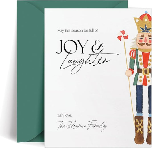 Personalized Stationery for Women, Men, Families or Business, A2 Nutcracker Custom Holiday Cards, Christmas Personalized Note Cards with Envelopes, Holiday Stationery Set - Nutcracker Flat