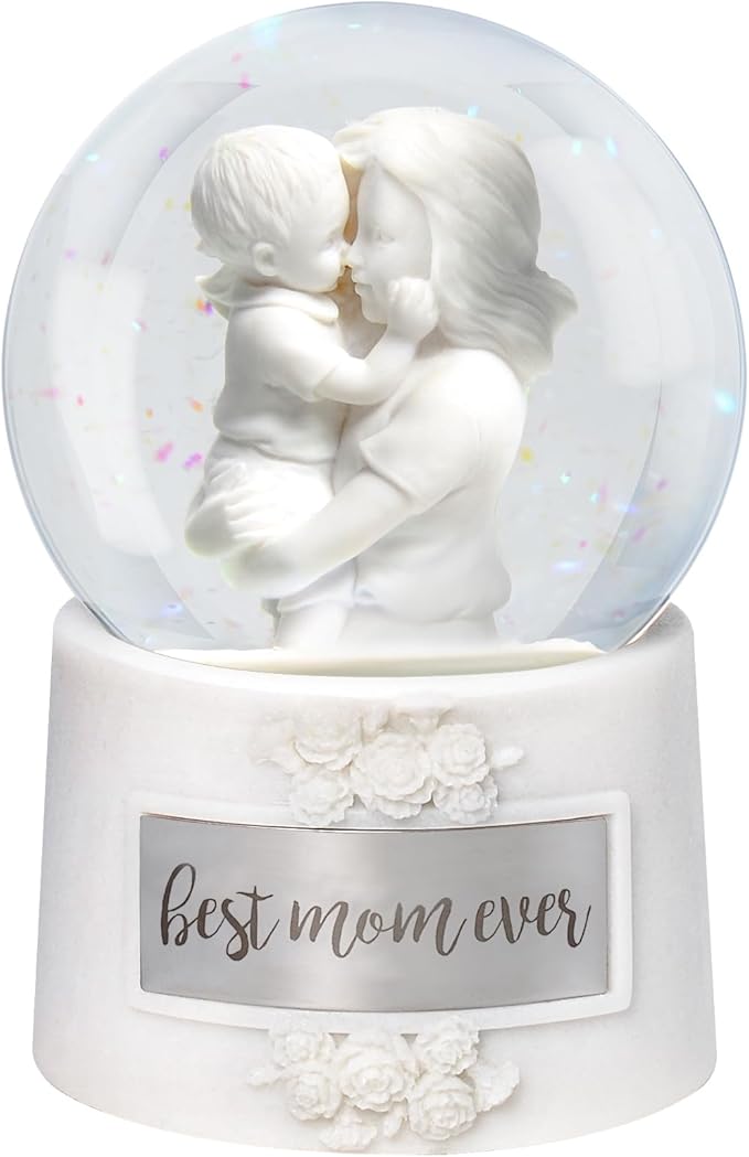 Mothers Day Snow Globe, 5.9" Wind Up Music Box for Mothers Day Decorations Birthday Gifts for Mom Mothers Women Adults Kids