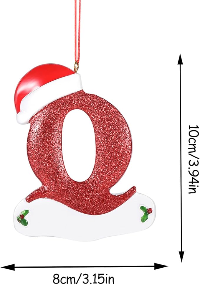 Personalized 26 Letters Ornaments for Christmas Tree 2025, Custom Christmas Ornament with Family Member's Names 3D Resin Xmas Hanging Pendant Original Gifts for Family Friends(Q)