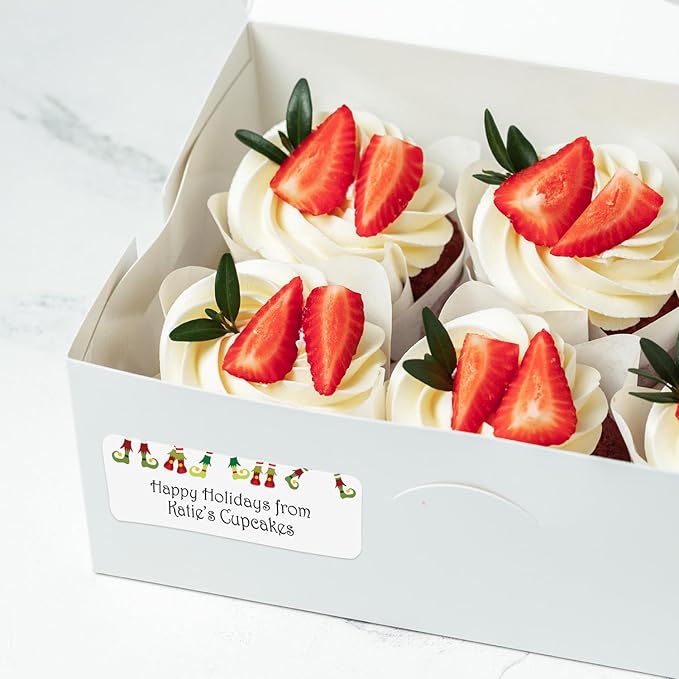 Whimsical Elf Shoes Rolled Address Labels / 500 Personalized Return Address Labels/Designer Address Stickers in Elegant Plastic Dispenser