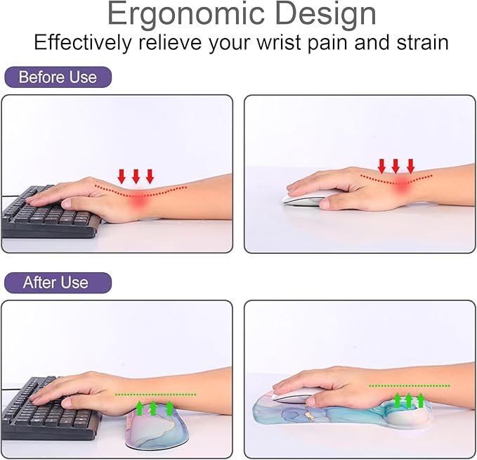 Mouse Pad and Keyboard Wrist Rest Support, with Non-Slip PU Base,Gel Mouse Pad with Coaster,Pain Relief for Gaming, Computer,Office -Vector Leaves