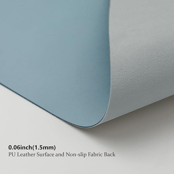 Leather Desk Mat - Small Non-Slip PU Desk Pad for Office and Home - Desk Organization and Accessories - Ideal for Large Mouse Pad and Small Desk Mats on Top of Desks (Light Blue,23.6"x 13.8")