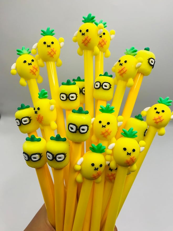 30 Pcs Cute Pineapple Gel Ink Pens Fun Kawaii Fruit Writing Pens 0.5 mm Black Ink Cool Novelty Fun Pens for Office Home School Supplies Student Present (Cute Pineapple)