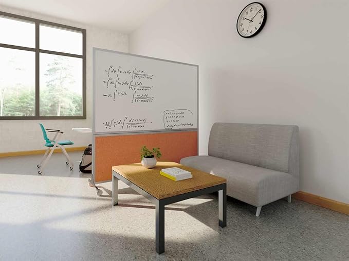 DivideWrite Mobile Whiteboard | Double Sided Dry Erase Board | Portable Office Cubicle Partition | Display for Classrooms, Conference Rooms, Meeting Areas and More | Red Fabric 5' Wide X 6' Tall