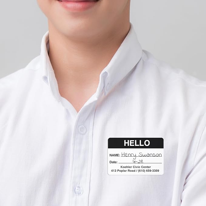 Personalized Black and White Visitor Pass Stickers / 500 Custom Name ID Guest Labels / 2" x 3" Safety School Hospital Business Office Identification Badge Sticker