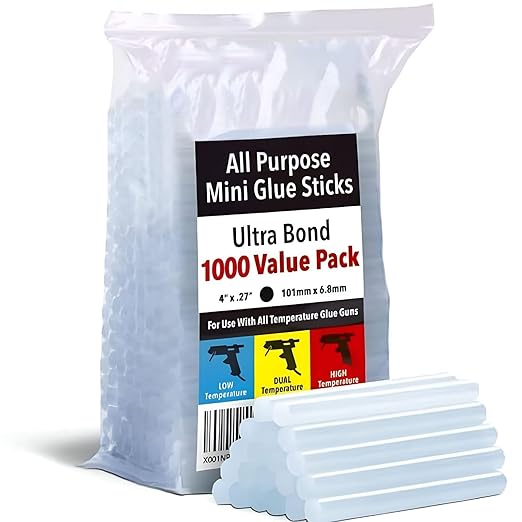 Mini Hot Glue Gun Sticks (Huge Bulk Pack of 1000) 4" and 0.27 Diameter - Compatible with Most Glue Guns