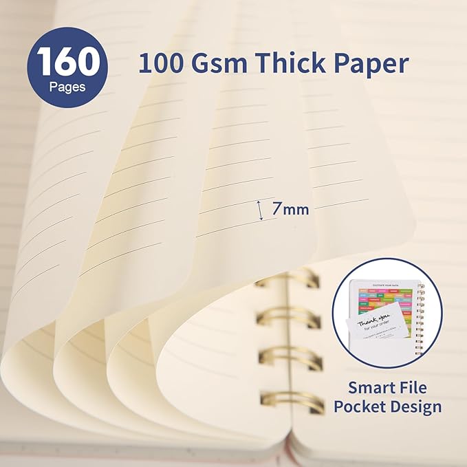 Lined Spiral Notebook College Ruled A5 Journal Book for Note Taking, 160 Pages Writing Journal for Office and Home School Supplies 5.75x8.125 inch - Navy Blue