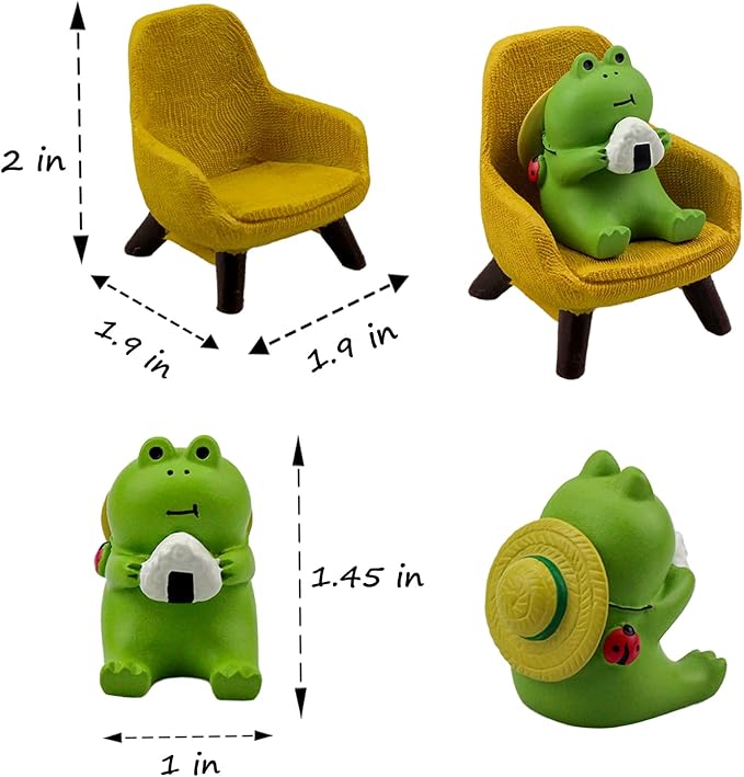 Miniature Frog Figurines Statue - Cute Frog Sculpture for Outdoor Fairy Garden and Desk Decorations - Adorable Frog Figurine Statue Decor for Plant Shelf Desk Office Bedroom(Yellow Sofa)