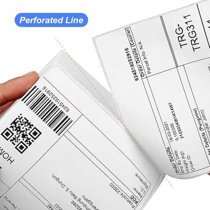 OausTect 4x6 Shipping Label 500 Fanfold Labels for Rollo, Zebra Direct Thermal Printer, with Perforations