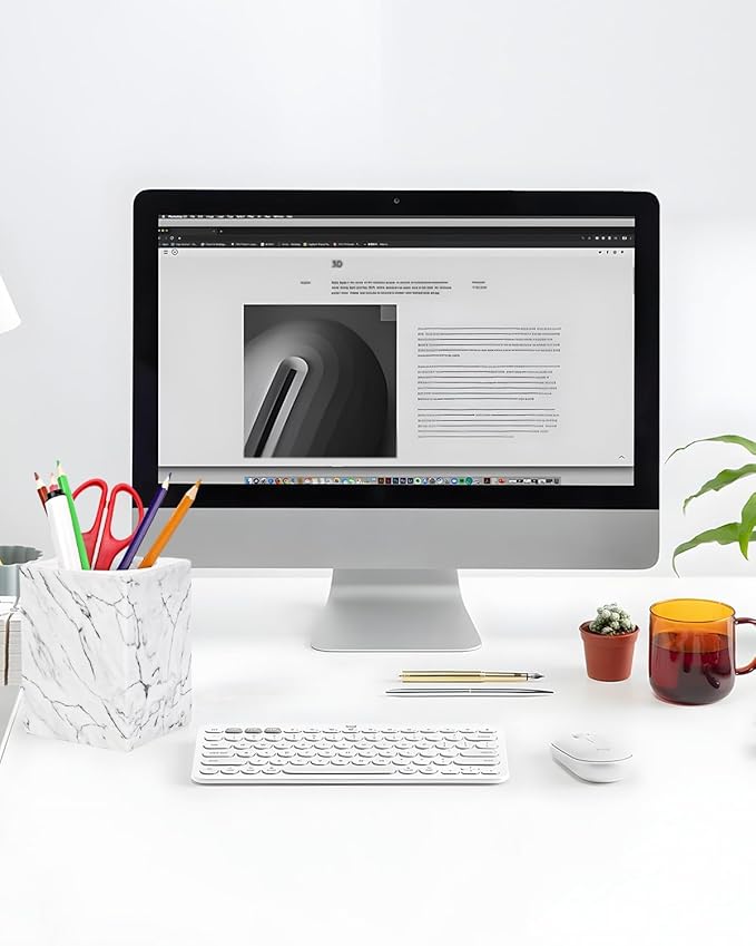 Marble Pencil Pen Holder for Desk, Multi-Functional Pen Cup Pencil Holder for Office School Supplies Storage, Makeup Brush Holder for Home and Office (Cuboid-White)