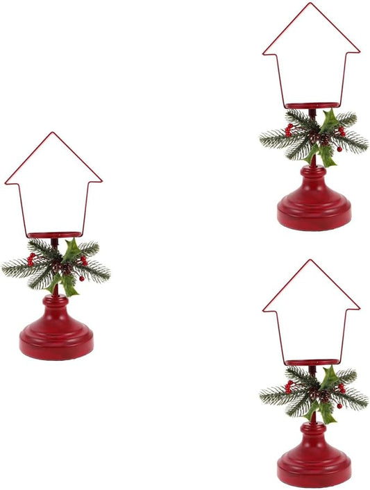 LUOZZY 3 Pcs Iron Christmas Candle Holder Vintage Tabletop Decor Centerpiece for Holiday Party