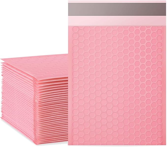 packbabol Bubble Mailers, 8.5x11 Inch Poly Padded Bubble Mailers Pack of 50 Bubble Envelopes Opaque Self Seal Adhesive Waterproof Bags for Shipping and Packaging (Pink)