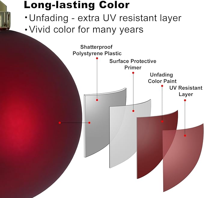 Maroon Large Christmas Balls-Christmas Tree Decoration Ornaments Shatterproof Hanging Balls for Hanukkah New Year Valentine Holiday Decorations Burgundy Wine Red Dark Red Ornaments-XL(4.0'')4PCS