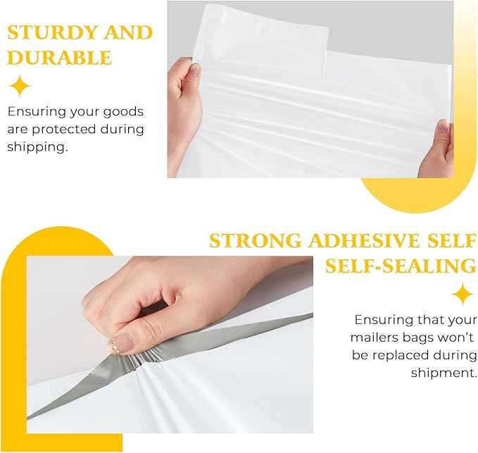 Metronic 25Pcs Poly Mailers 17.7x22 Inch,Large Shipping Bags for Clothes Bulk,Strong Self Adhesive Shipping Envelopes for Small Business,Waterproof Mailing Envelopes for Packaging White