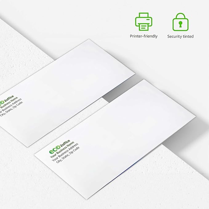 100 Custom #10 Envelopes with Logo - Personalized #10 Self-Seal - Printed Envelopes with Return Address - Custom Printed Security Envelope - Ideal for Business Mailings - White, 100 Count