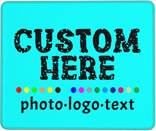 Personalized Mouse Pad Custom Image Text Logo Laptop Desk Mat Customized Non-Slip Waterproof Office Desk Accessories for Women/Men Customized Funny/Cool Cyan Mouse Pad 21 cm×26 cm