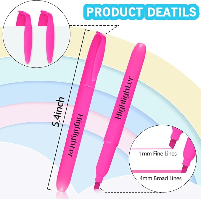 Highlighters Bulk - Quick-Dry No Bleed Markers for Office Classroom School Supplies Adults Kids Teachers Students (Pink, 30)